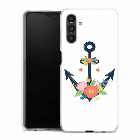 Coque Samsung Galaxy A04S ancre florale nautique fleurs mignonnes